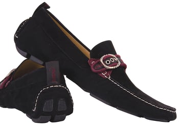 Mauri  "Radiator Cap" Black / Ruby Red Genuine Suede Casual Shoes