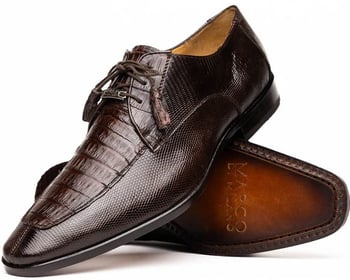 Marco Di Milano "Merida" Brown Genuine Caiman And Lizard Dress Shoes