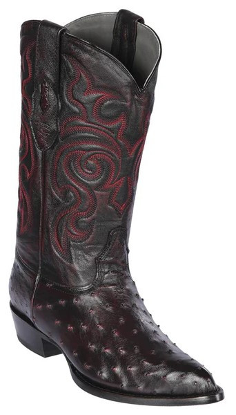 Los Altos Black Cherry Genuine Full Quill Ostrich J Toe Cowboy Boots 990318