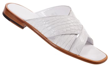 Mauri "1583" White All-Over Genuine Alligator Sandals