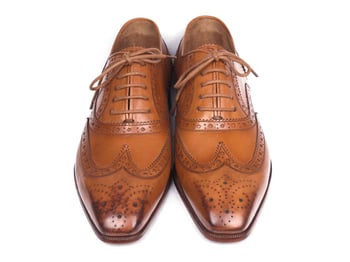 Paul Parkman ''5447-CGN" Cognac Genuine Leather Wingtip Shoes.