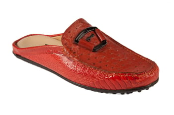 Mauri 3463 Red Genuine Ostrich Leg / Ostrich  Half Shoes.