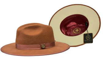 Bruno Capelo Cognac / Bone Bottom Australian Wool Fedora Dress Hat MO-215.