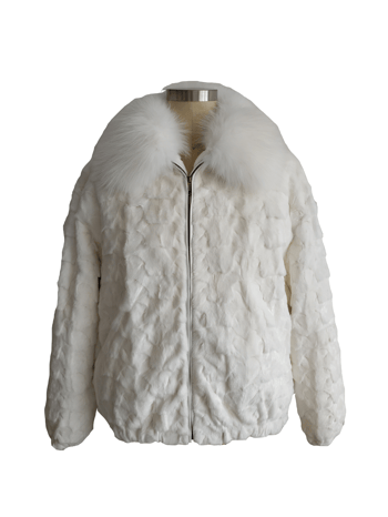 Winter Fur White Genuine Diamond Mink Bomber Jacket M49R01WTF.