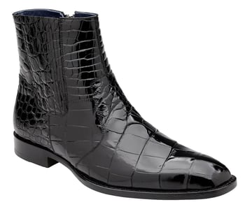 Belvedere Ivan Black Genuine Alligator Handcrafted Chelsea Boots