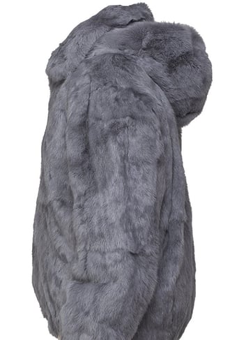 Winter Fur Grey  Genuine Full Skin Rabbit Jacket With Detachable Hood M05R02GY.