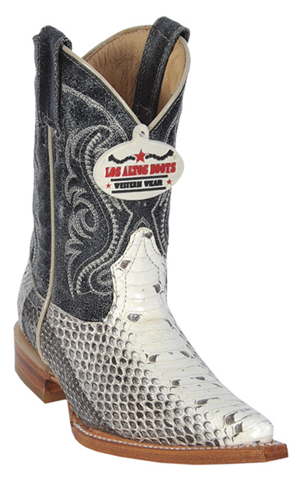 Los Altos Kid s Natural Genuine Water Snake Skin 3X Toe Cowboy Boots 4