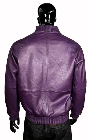 G-Gator Purple Genuine Lambskin Leather Baseball Varsity Bomber Jacket 1051.