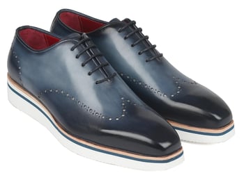 Paul Parkman Navy Genuine Leather Men's Smart Casual Wingtip Oxfords Dress Shoes 187-NAVY