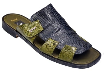 Mauri  "1542" Sage Green Genuine Shark / Frog Skin Sandals