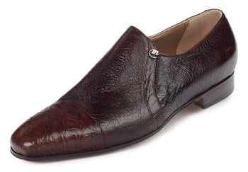 Mauri "Danieli" 4528 Sport Rust Genuine Alligator / Pecary Loafer Shoes With Cap-Toe