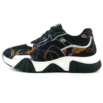 Fiesso FI-2404 Black Multi Lace-Up Low-Cut Sneaker