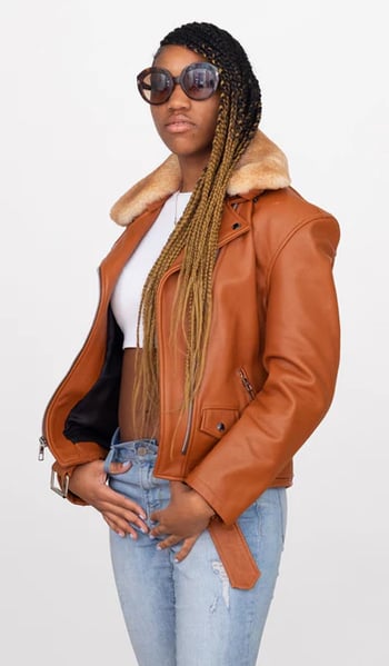 G-Gator #1033 Women Brown Lambskin Leather Motorcycle Jacket