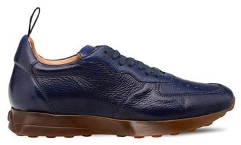 Mezlan Gerardo 21135 Men's Blue Deerskin Perforated Leather Sneakers.