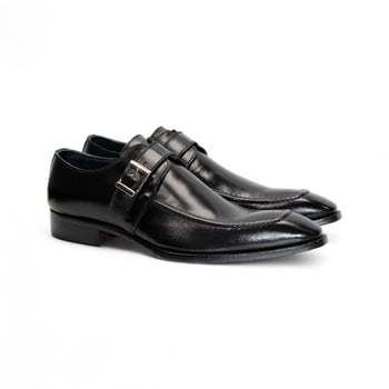 Duca Di Matiste Garda Black Italian Calf Leather Monk Strap Dress Shoes