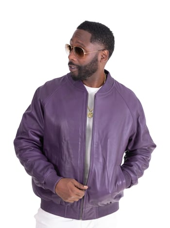 G-Gator 1051 Purple Genuine Lambskin Leather Baseball Varsity Jacket
