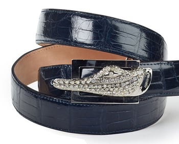 Mauri "0100/35" Wonder Blue Genuine Alligator Belt