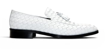 Duca Di Matiste Tirrenea White Calf Weave Leather Tassle Loafer