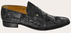 Mauri "M774" Black Genuine Crocodile Loafer Shoes.