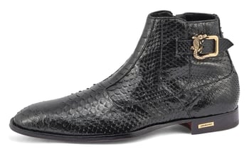 Mauri "Pastor" Black Genuine Python Boots with Side Buckle 3083.