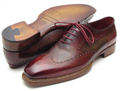 Paul Parkman ''087LX'' Burgundy / Camel Genuine Leather Wingtip Oxford Shoes.