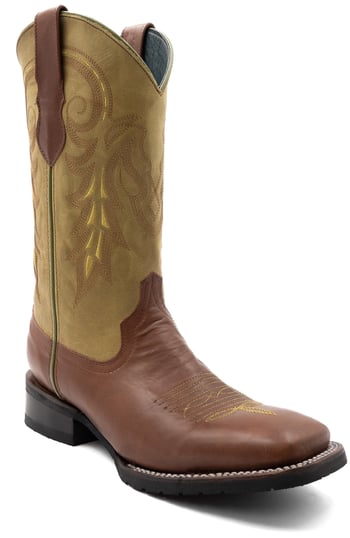 Ferrini "Maverick" Almond Genuine Full Grain Leather Square Toe Cowboy Boots 15093-31