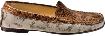 Mauri "A Coffe in Dubai" 9122 Camel and Bone Genuine Python / Mauri Fabric Loafer Shoes