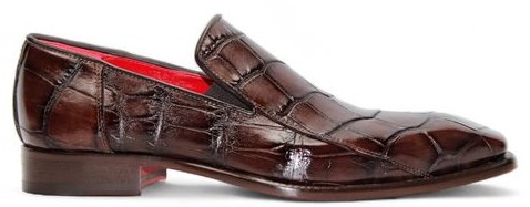 Fennix of Italy Genuine Alligator Skin & Suede LANDON Brown Shoes (USA Men Size)