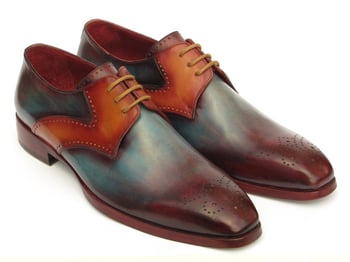 Paul Parkman ''6584-MIX" Multi-color Genuine Calfskin Leather Medallion Toe Derby Shoes.