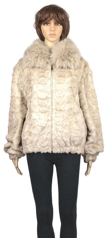 Winter Fur Ladies Pearl Diamond Mink Jacket With Full Skin Fox W49S05PE.