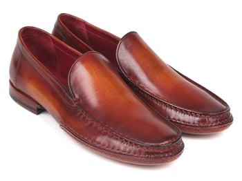 Paul Parkman "MC651-BRW" Brown Genuine Leather Opanka Stitched Moccasins.