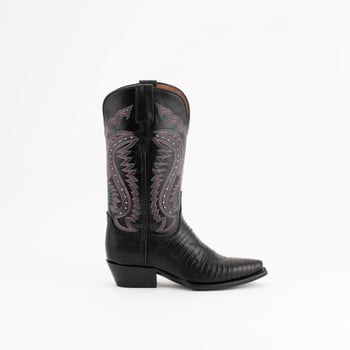 Ferrini Ladies "Taylor" Black Genuine Teju Lizard Leather Snipped Toe Cowgirl Boots 81161-04