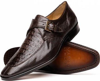 Marco Di Milano "Toluca" Brown Genuine Caiman Crocodile And Lizard Dress Shoes