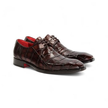 Fennix Italy Logan Chocolate Genuine Alligator Derby Shoes with Buttersoft Lambskin Lining