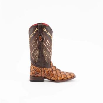 Ferrini Ladies "Bronco" Cigar Pirarucu Print Leather Square Toe Cowgirl Boots 93393-61