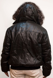 G-Gator 2920 Black Genuine Lambskin Bomber Jacket with Fur Hood