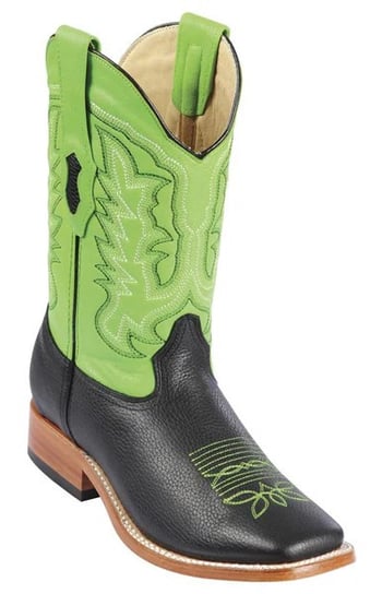 Los Altos Brown / Green Genuine Grisly Wide Round Toe Cowboy Boots 8272705V