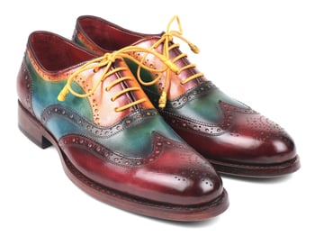 Paul Parkman '027-MIX'' Multi-Color Genuine Bordeaux Leather Wingtip oxfords handmade shoes.