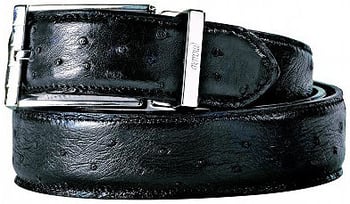 Mauri "0100/35" Black Genuine Ostrich Belt