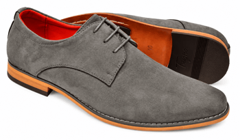 Tayno Howard Charcoal Grey Vegan Suede Plain Toe Derby Shoes