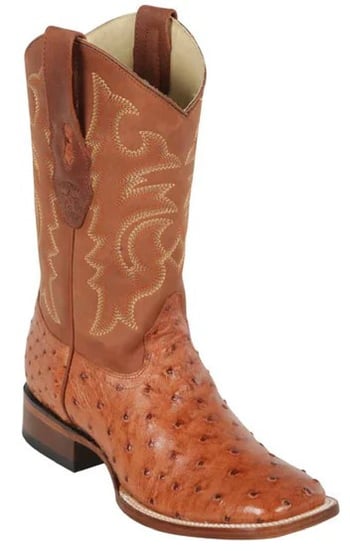 Los Altos Brandy Genuine Full Quill Ostrich Wide Square Toe Cowboy Boots 8220364