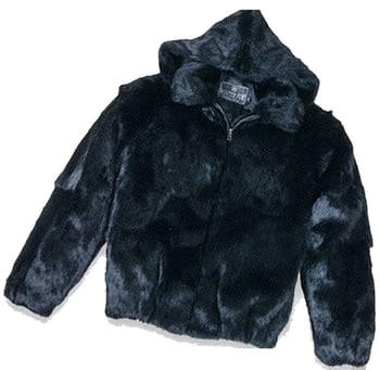 Winter Fur Men's Black Full Skin Rabbit Jacket With Detachable Hood M05R02BK.