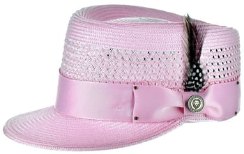 Bruno Capelo Pink Braided Straw Telescope Baseball Hat LG-217