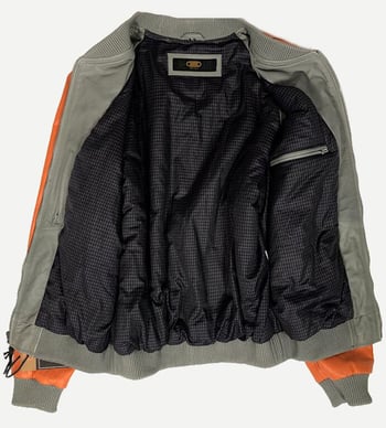 G-Gator Orange / Grey Genuine Leather Suede Bomber Baseball Jacket 1065..