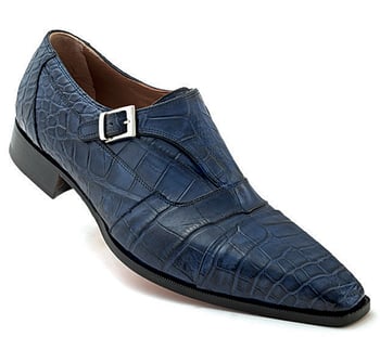 Mauri "Lapis" 1069 Hand-Painted Wonder Blue All-Over Genuine Alligator Loafer Shoes With MonkStrap