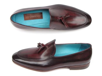 Paul Parkman 049 Black / Purple Genuine Leather Tassel Loafer Shoes