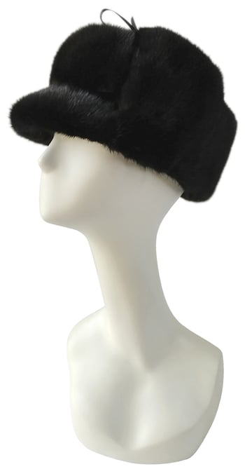 Winter Fur Black Genuine Mink Hat M59H02BK.