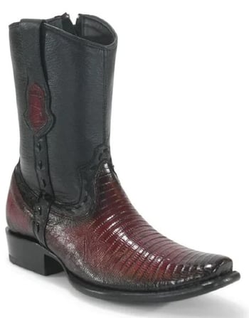 King Exotic Faded Burgundy Genuine Teju Boots   Dubai Square Toe Cowboy Boots 479B0743