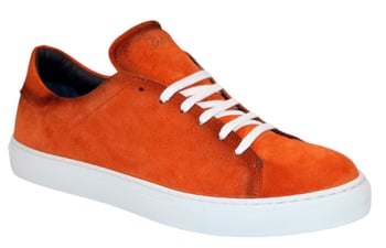 Duca Di Matiste "Cremona" Orange Genuine Italian Suede Leather Sneakers.