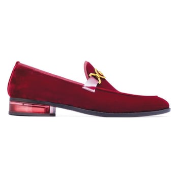 Mauri "Floss" Burgundy Genuine Cashmere Velvet Slip-on Loafers 4940.